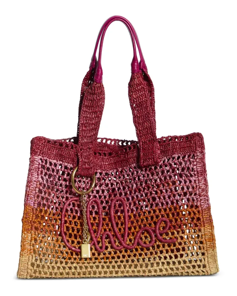 Chloé crocheted raffia tote bag - Rosa Rosa