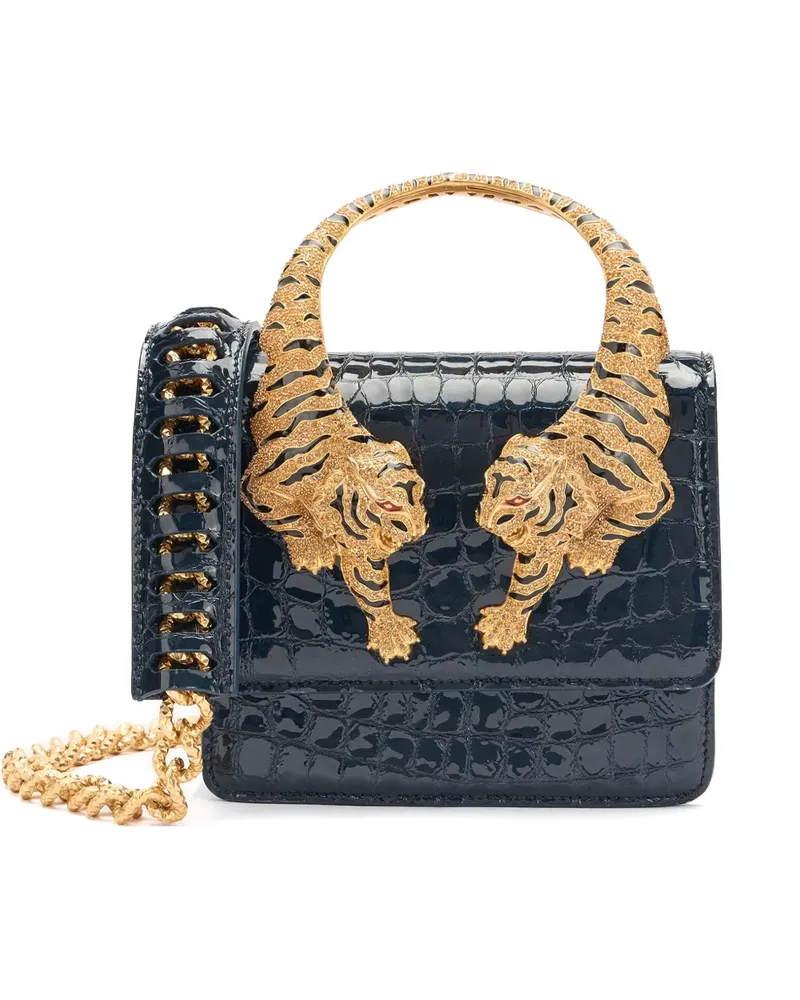 Roberto Cavalli Roar Mini-Tasche mit Kroko-Print - Blau Blau