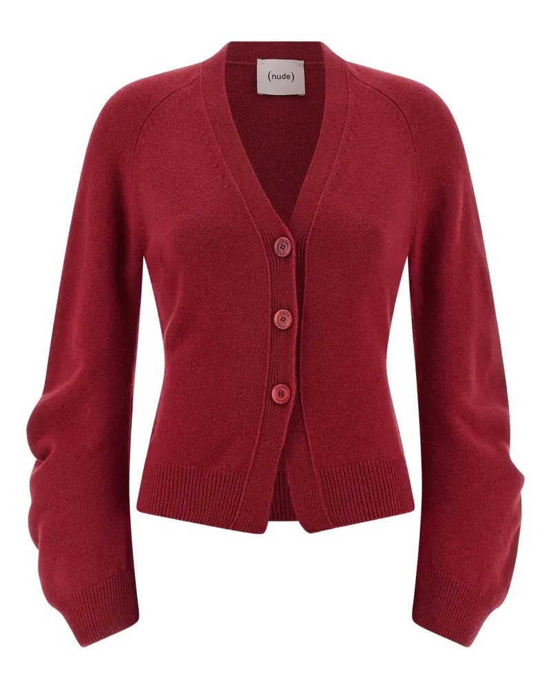 NUDE Cardigan mit V-Ausschnitt - Rot Rot