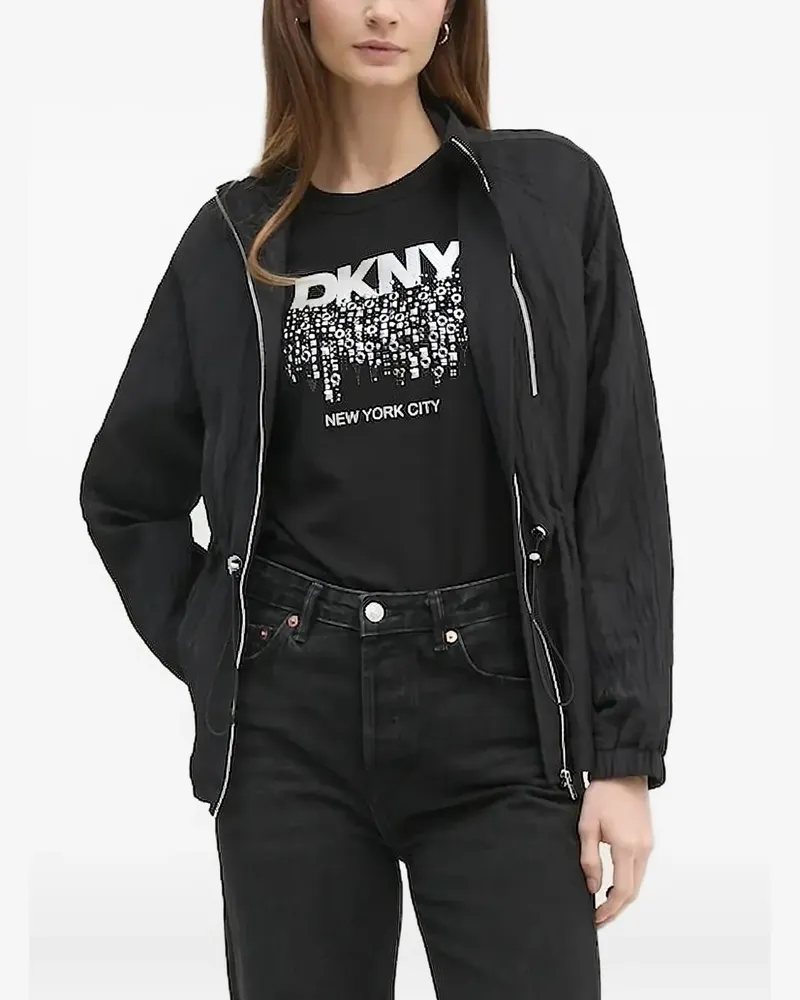 DKNY Reißverschlussjacke mit Knitteroptik - Schwarz Schwarz
