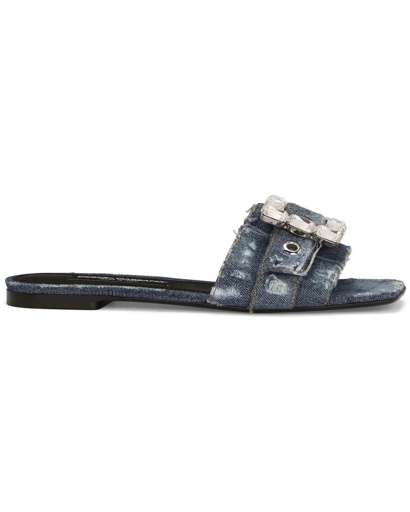 Dolce & Gabbana Verzierte Pantoletten im Patchwork-Look - Blau Blau
