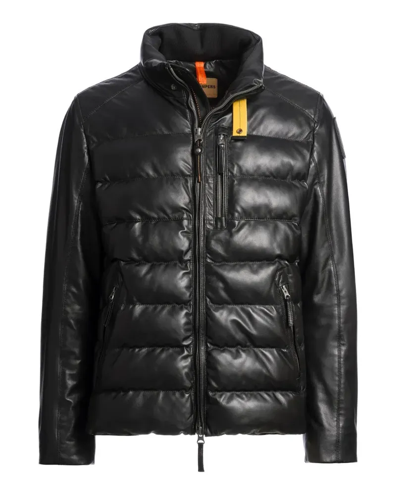 Parajumpers Gefütterte Ernie Lederjacke - Schwarz Schwarz