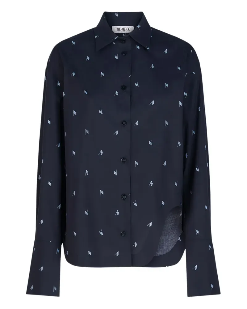ATTICO flag-print asymmetric shirt - Blau Blau