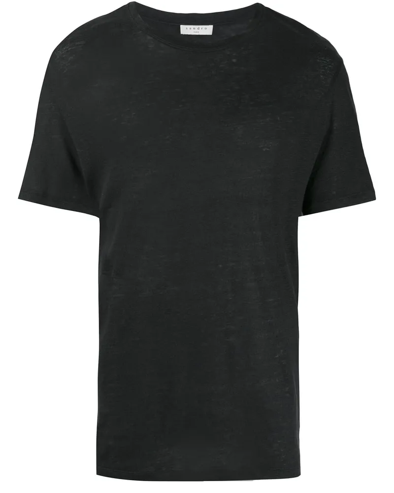 Sandro T-Shirt mit rundem Ausschnitt - Schwarz Schwarz