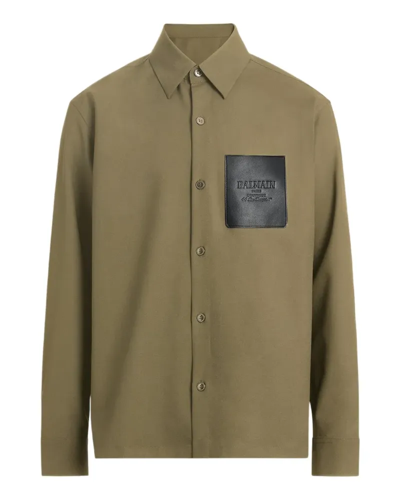 Balmain Hemdjacke aus Wolle mit Vintage-Etikett - Grün Grün