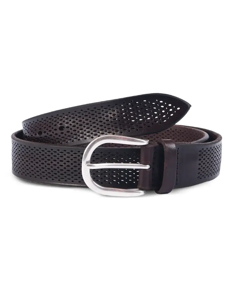 Orciani perforated buckle leather belt - Braun Braun