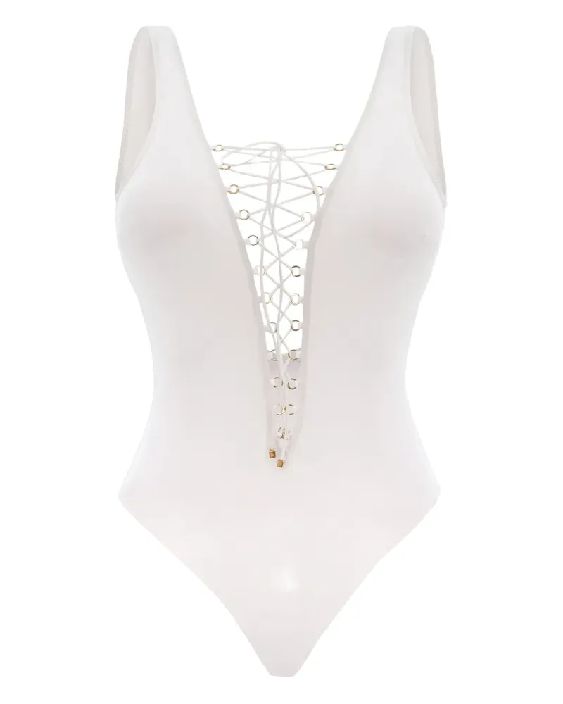 Noire Swimwear Badeanzug mit Schnürung - Weiß Weiß