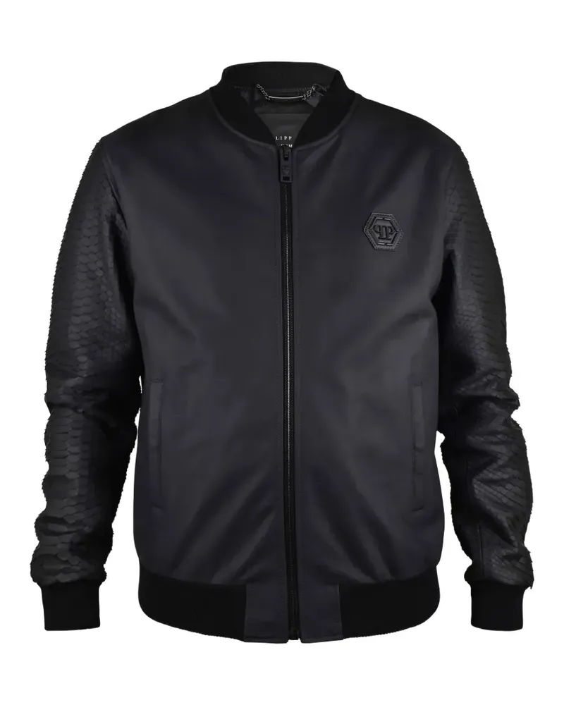 Philipp Plein leather bomber jacket - Schwarz Schwarz