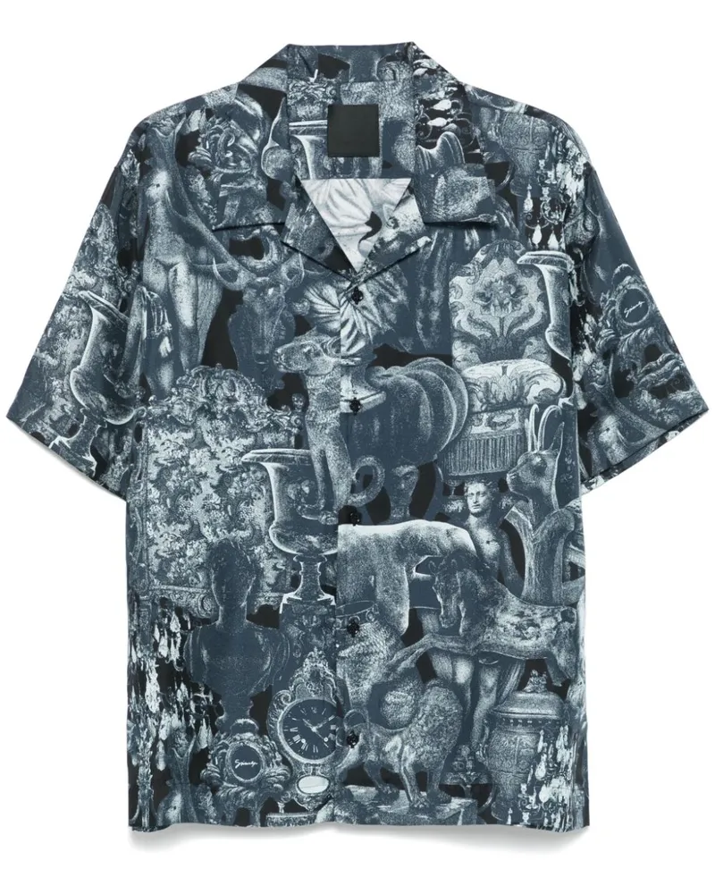 Givenchy Hubert Seidenhemd mit Objekte-Print - Blau Blau