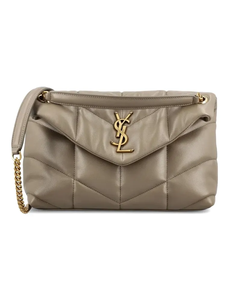 Saint Laurent small quilted logo-plaque shoulder bag - Nude Nude