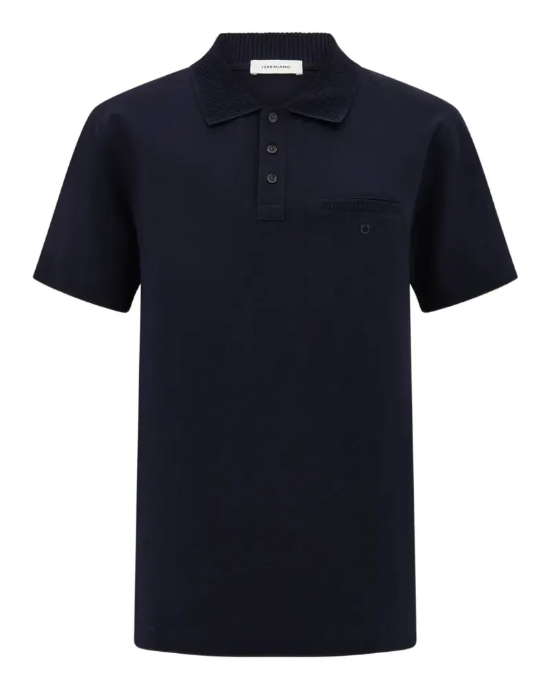 Ferragamo Gancini-embroidered cotton polo shirt - Blau Blau