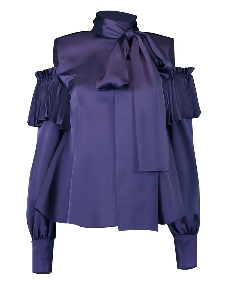 ADEAM Ashlee pleated cold-shoulder blouse - Blau Blau