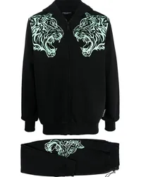 Philipp Plein Jogginganzug mit Tiger-Print Schwarz