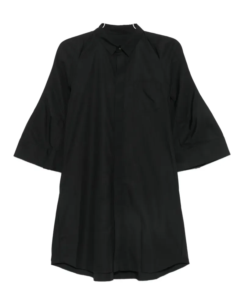 Sacai flared-sleeve shirt mini dress - Schwarz Schwarz