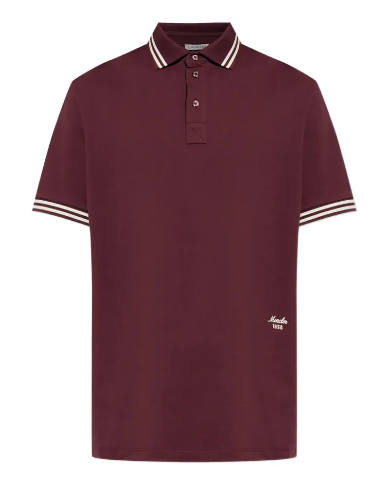 Moncler logo-embroidered striped-trim polo shirt - Rot Rot