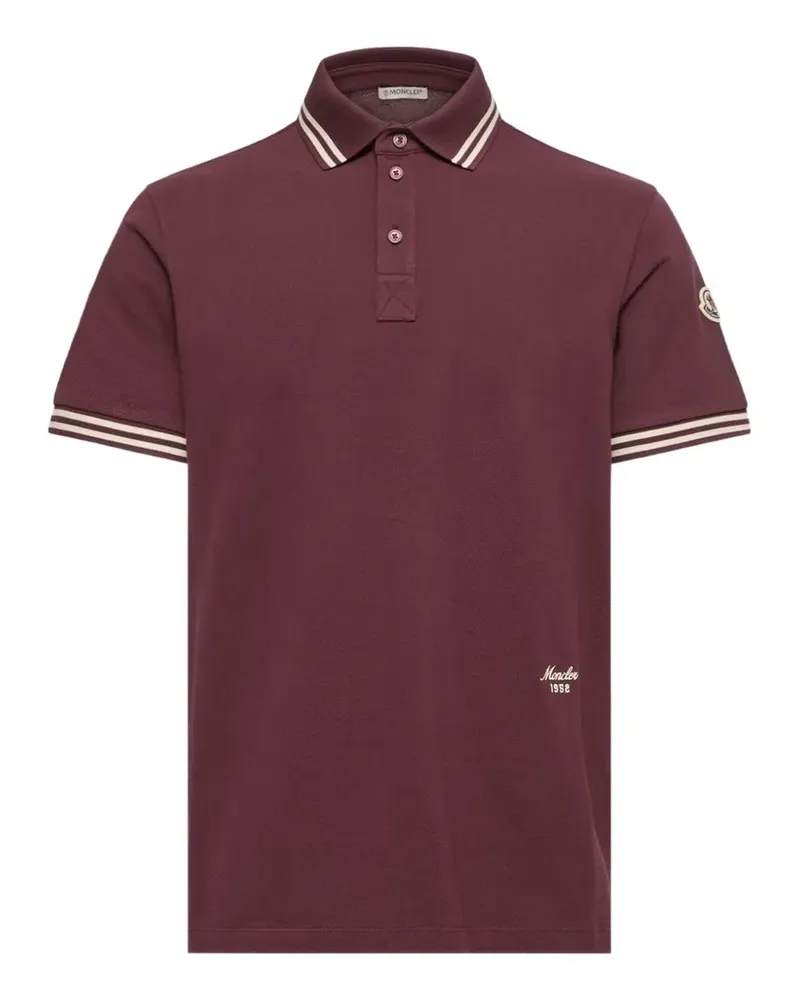 Moncler Besticktes Poloshirt mit Streifendetails - Rot Rot