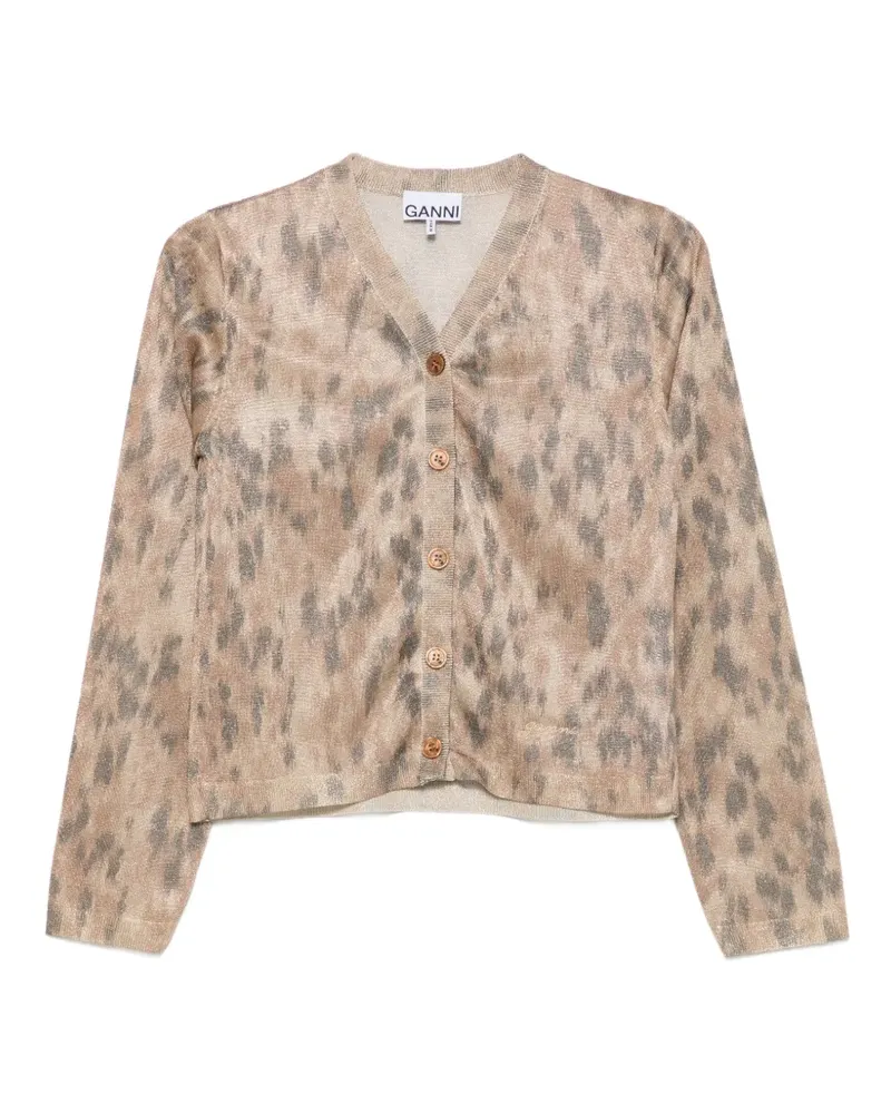 Ganni Cardigan mit Leopardenprint - Nude Nude