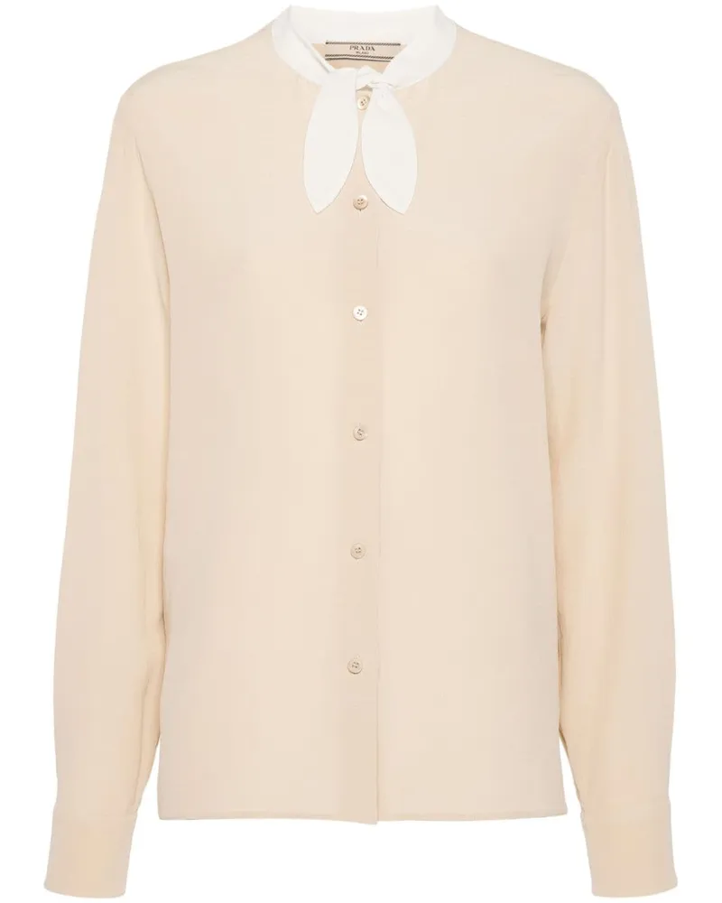 Prada Krepphemd mit Logo - Nude Nude