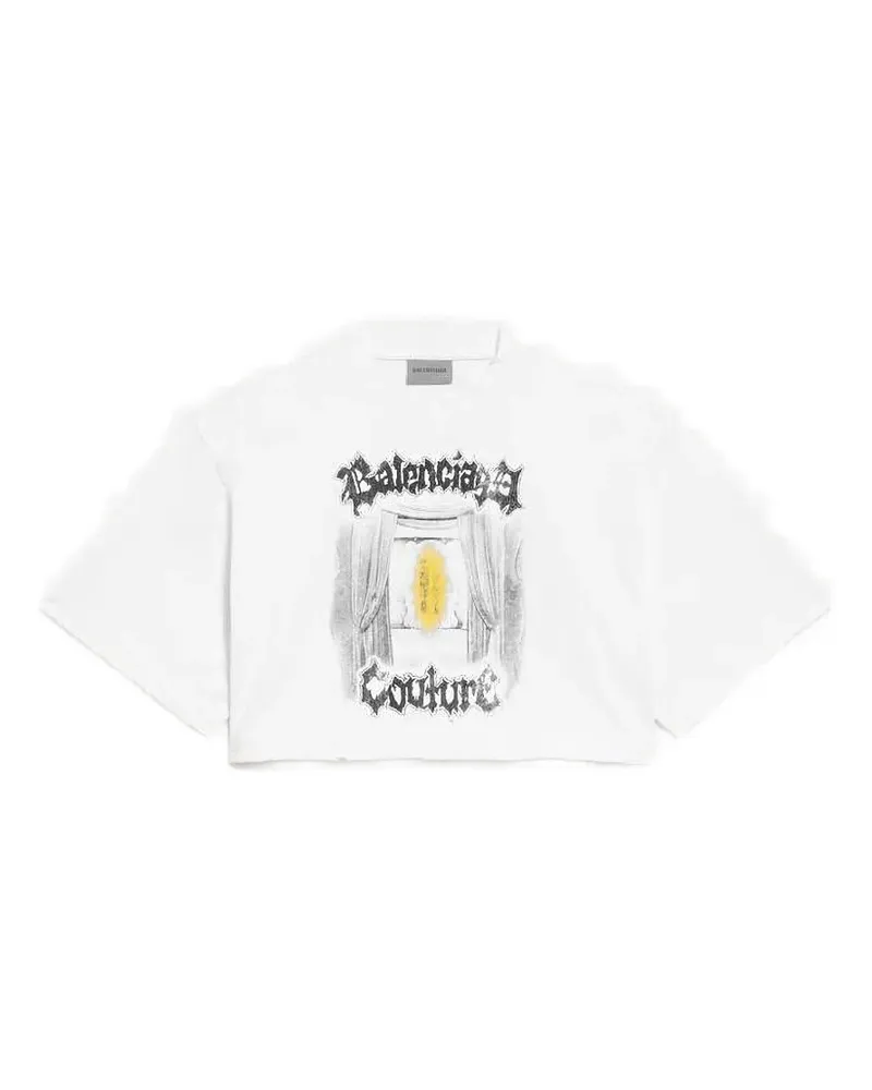 Balenciaga Salon de Couture Cropped-T-Shirt - Weiß Weiß
