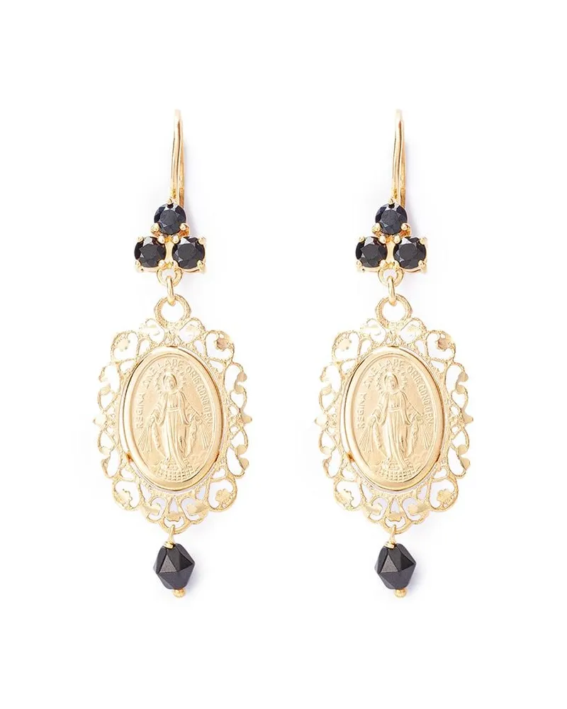 Dolce & Gabbana 18kt Virgin Mary Gelbgold-Hängeohrringe mit Saphir Gold