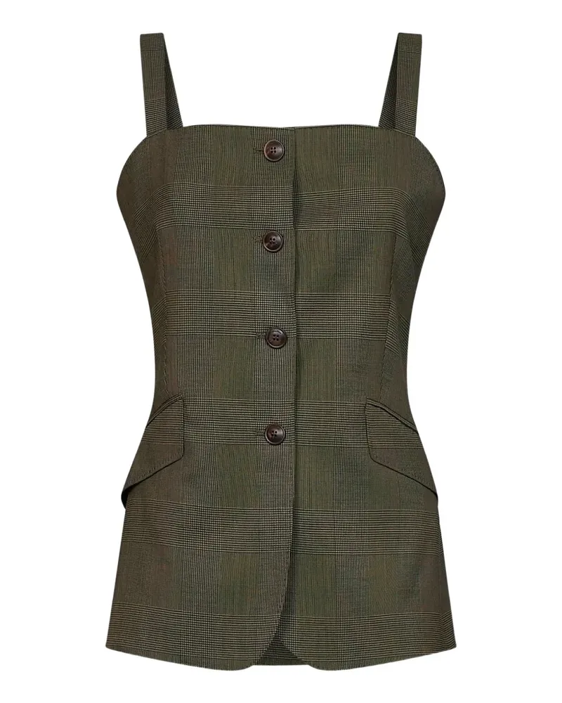 Max Mara Kariertes Glen Wolloberteil - Grün Grün