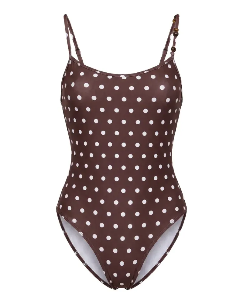 NICHOLAS Dione one piece suit - espresso ivory polka dot - Braun Braun