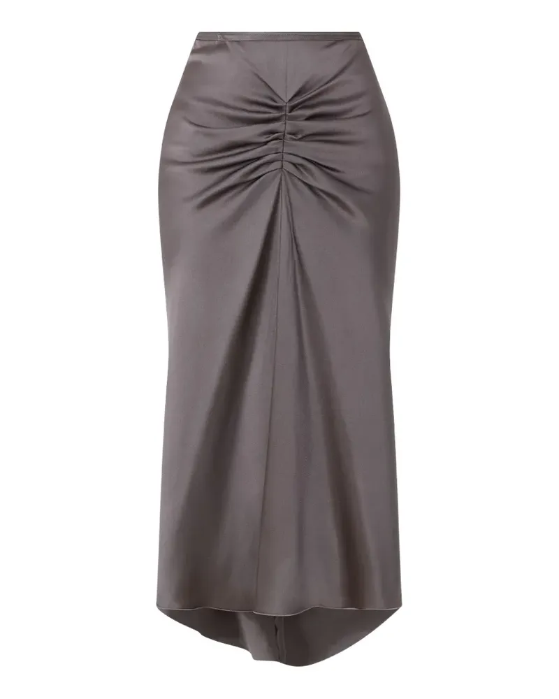 Victoria Beckham Bela ruched satin midi skirt - Grau Grau