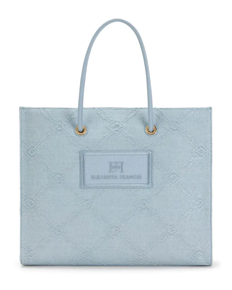 Elisabetta Franchi Großer Shopper mit Logo-Stickerei - Blau Blau