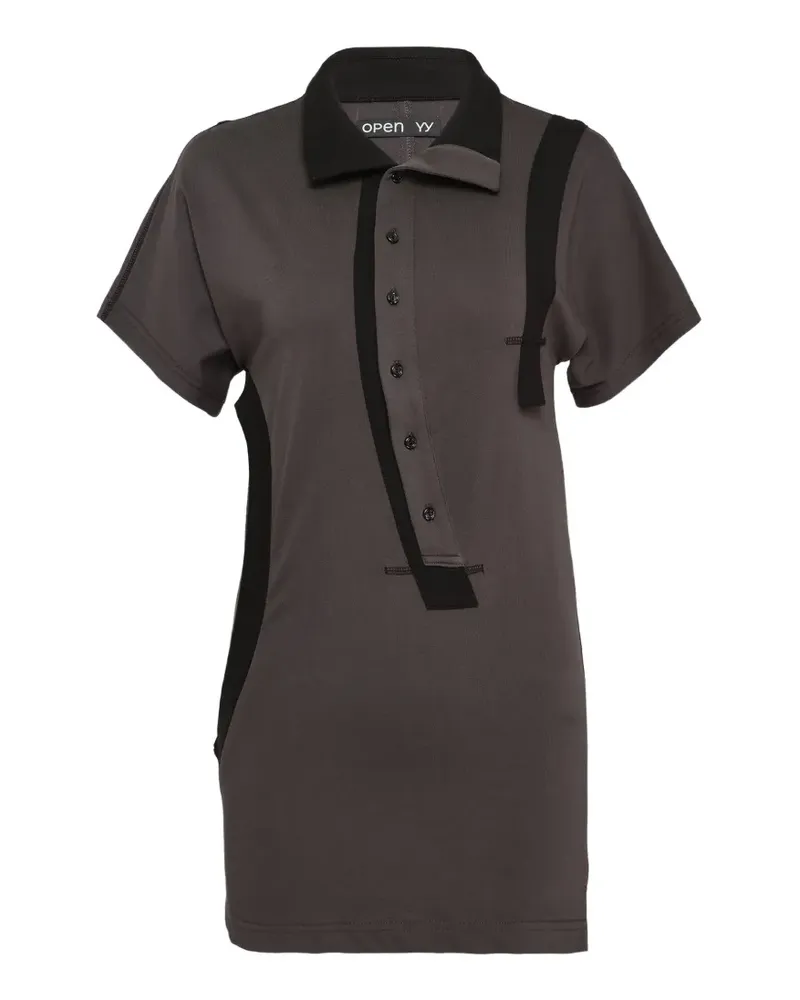 OPEN YY curved button-panel polo top - Grau Grau