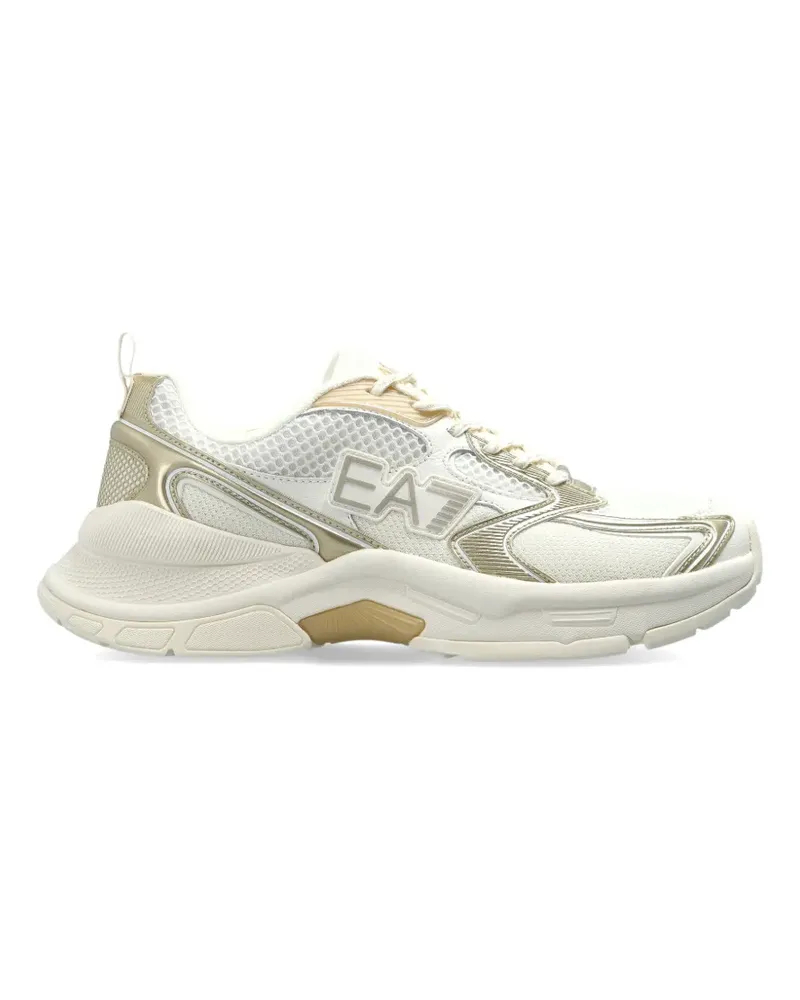 EA7 logo-detail lace-up sneakers - Nude Nude