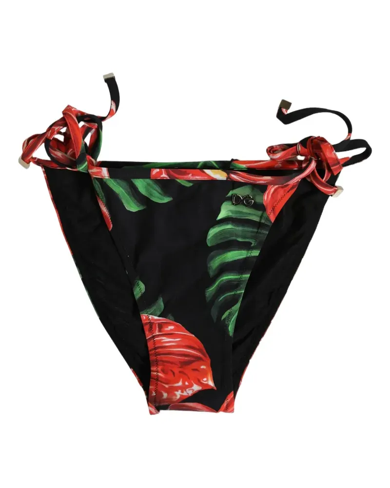 Dolce & Gabbana floral-print side-tie bikini bottoms - Schwarz Schwarz