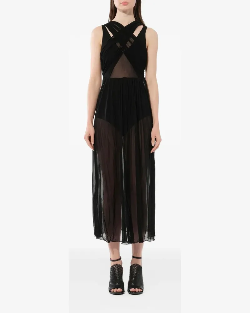 Emilio Pucci twist-detail sheer-panel midi dress - Schwarz Schwarz