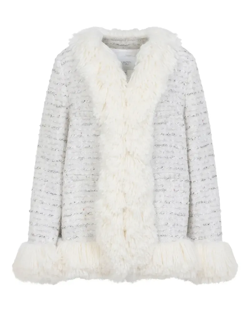 Giambattista Valli Mantel mit Pelzbesatz - Weiß Weiß