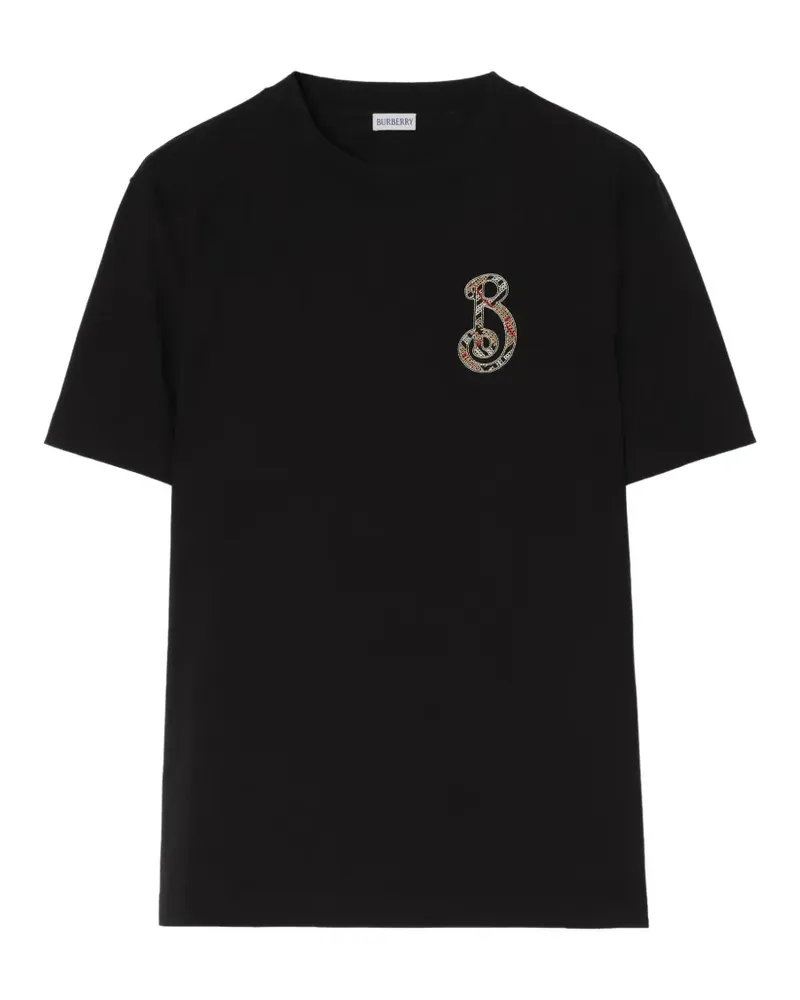 Burberry Check B motif cotton T-shirt - Schwarz Schwarz