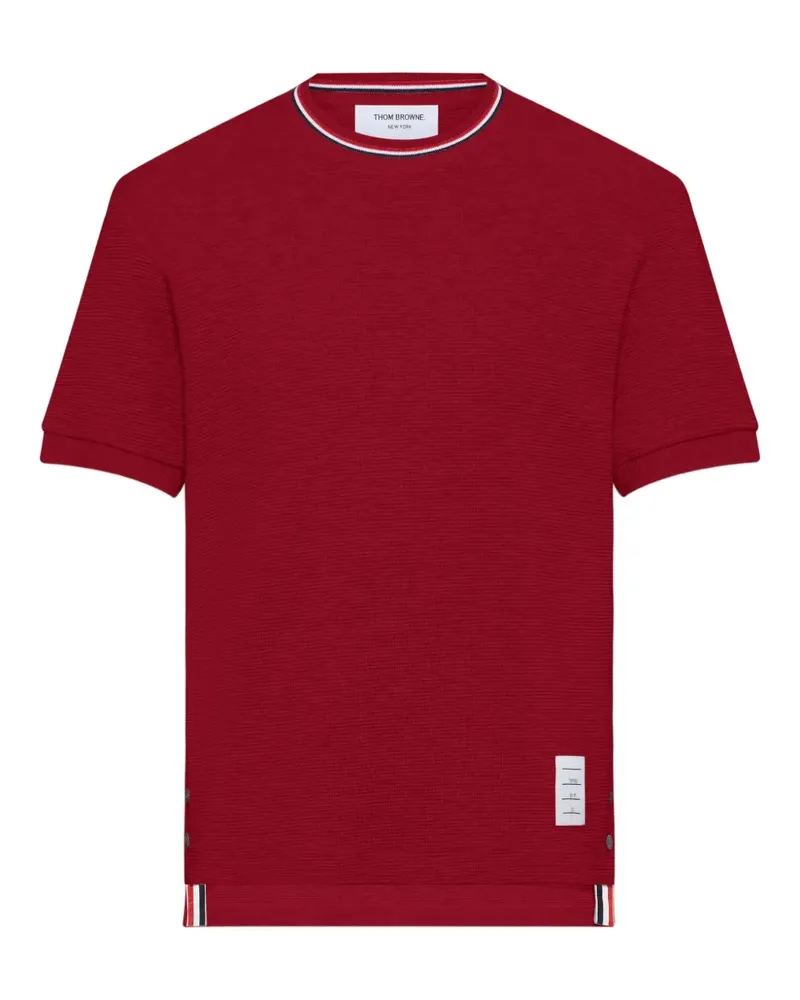 Thom Browne Gestreiftes T-Shirt mit gerippten Bündchen - Rot Rot