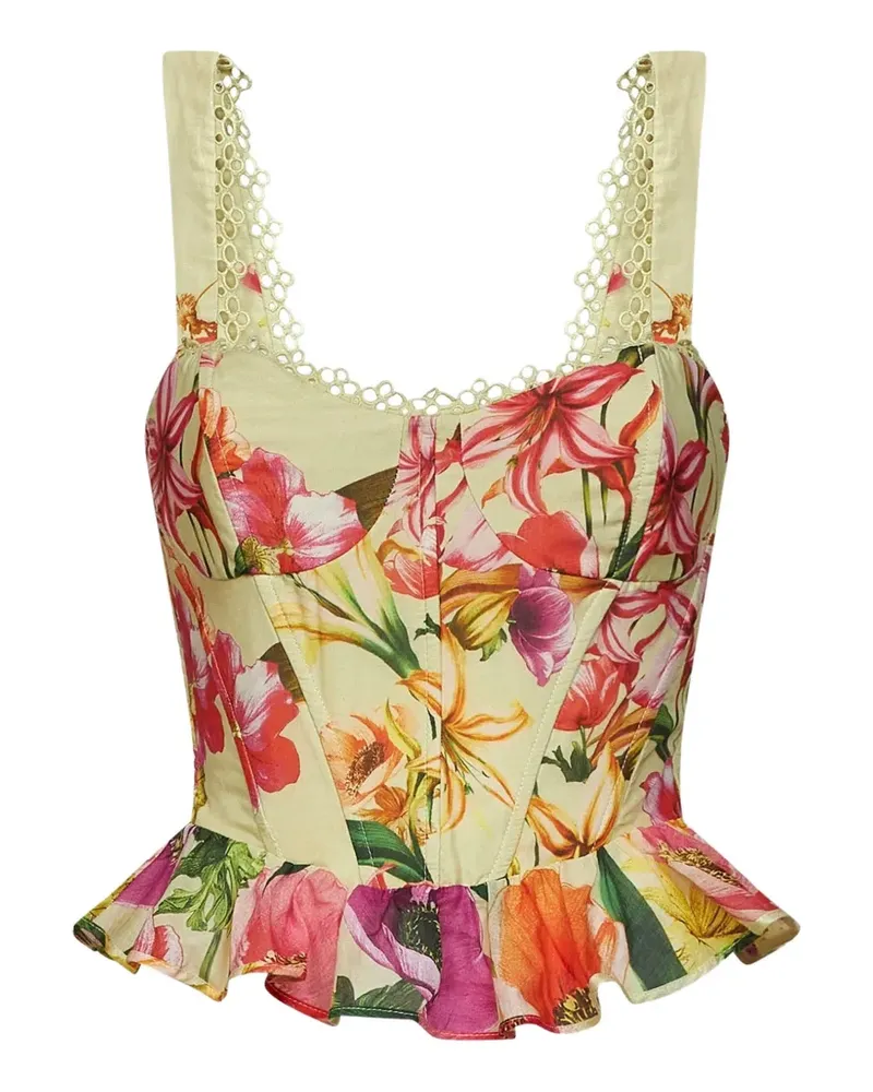 Charo Ruiz floral-print ruffled top - Nude Nude