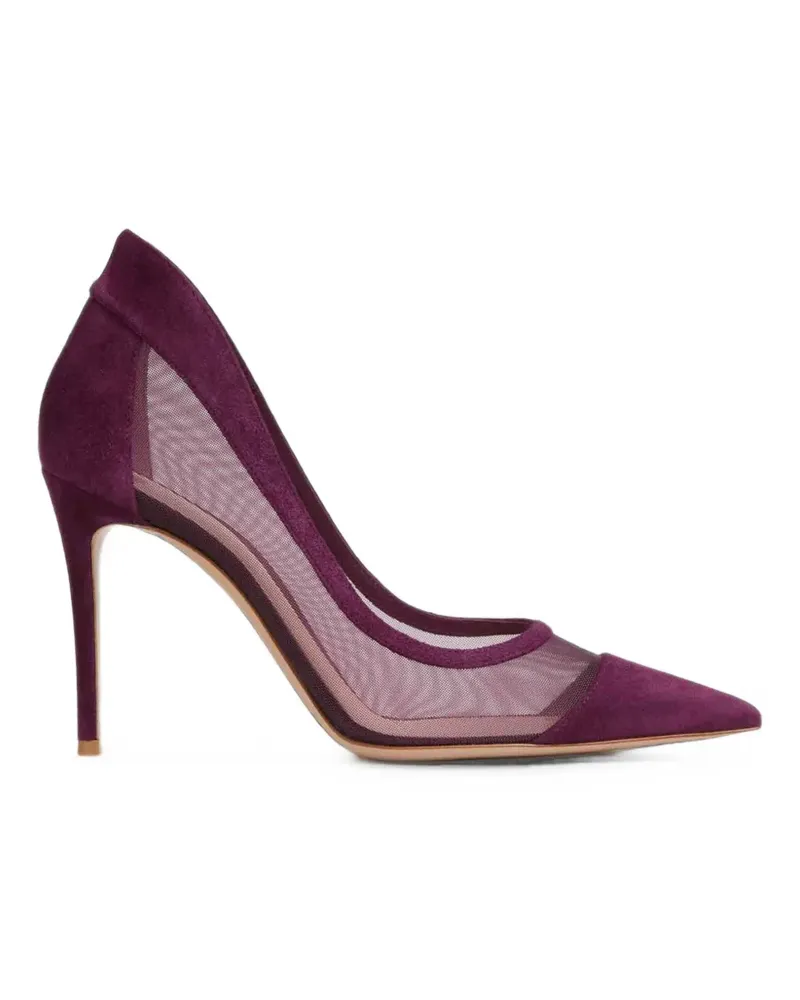 Gianvito Rossi mesh-panelled suede pumps - Violett Violett