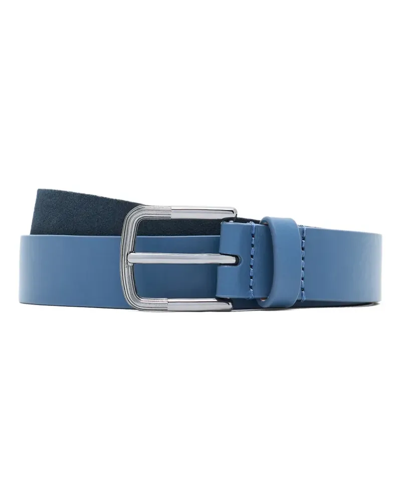 Giorgio Armani rectangular-buckle leather belt - Blau Blau