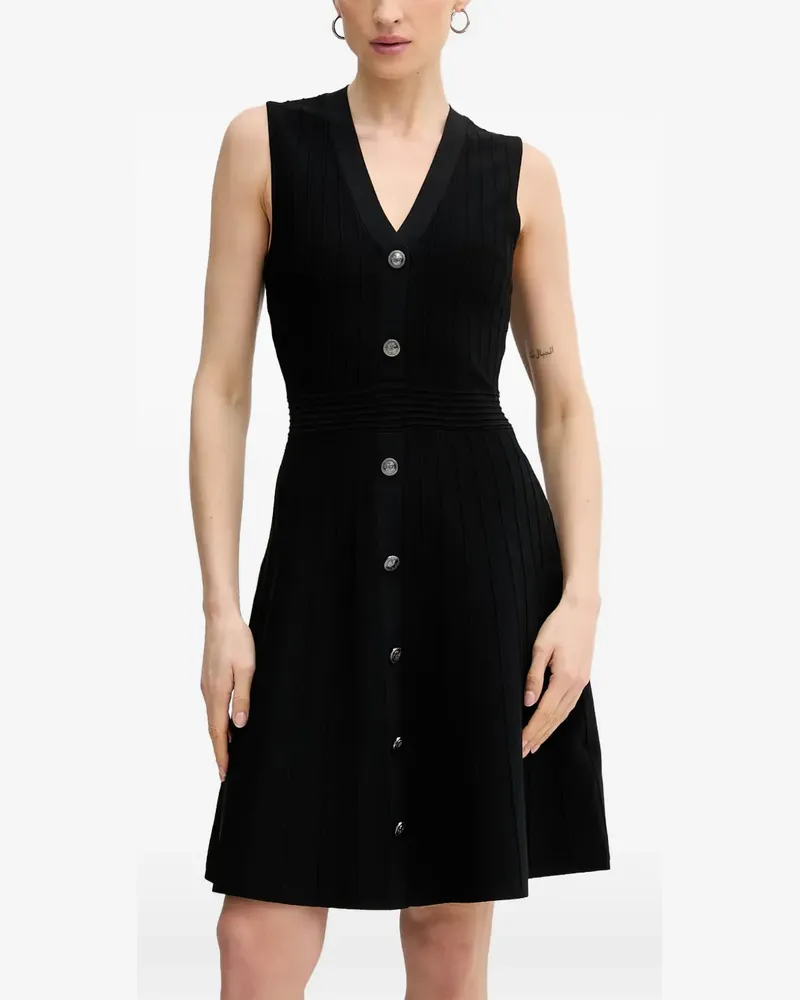 Guess ribbed-knit button-down mini dress - Schwarz Schwarz