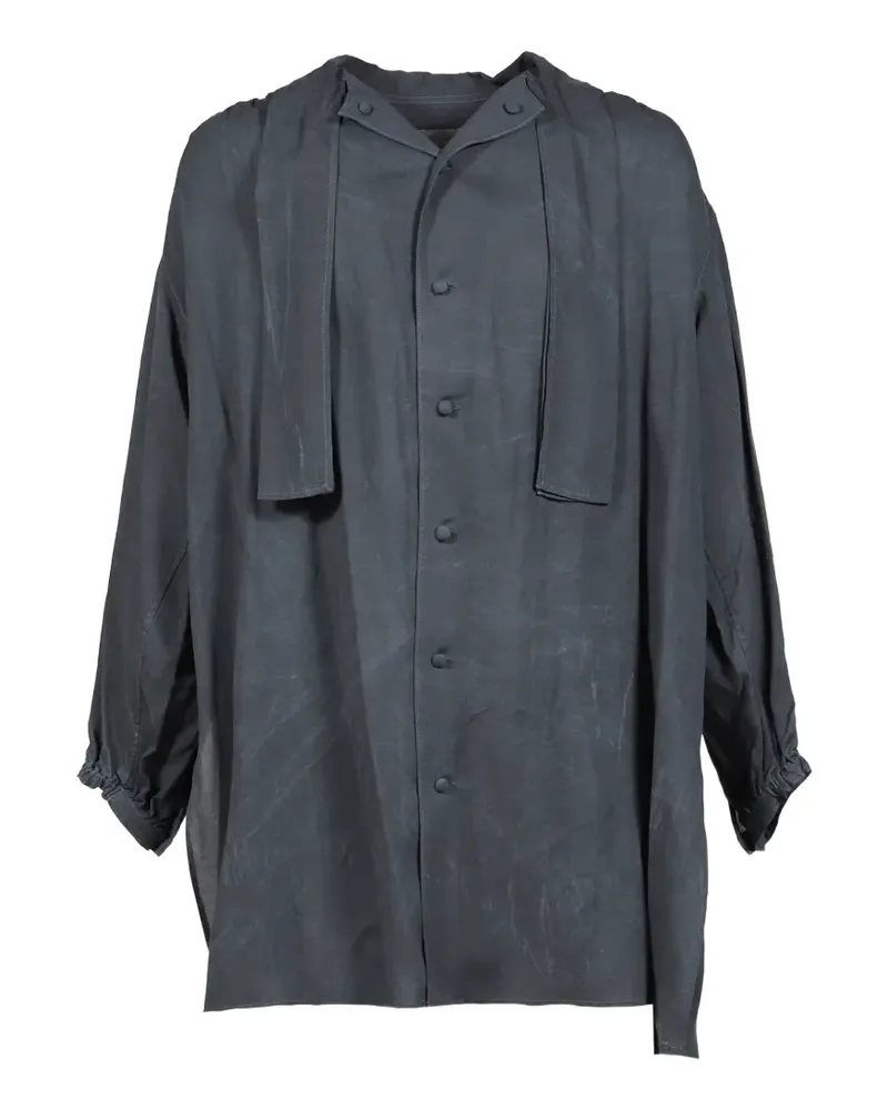 Yohji Yamamoto Gerafftes Hemd mit Waschmaschinen-Finish - Schwarz Schwarz