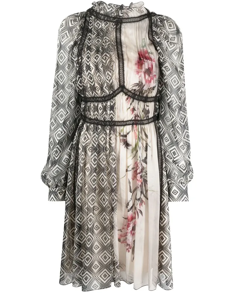 Alberta Ferretti Hemdkleid mit Print - Schwarz Schwarz