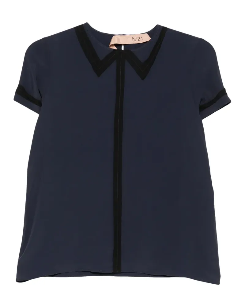 N° 21 contrast-trim short-sleeve top - Blau Blau