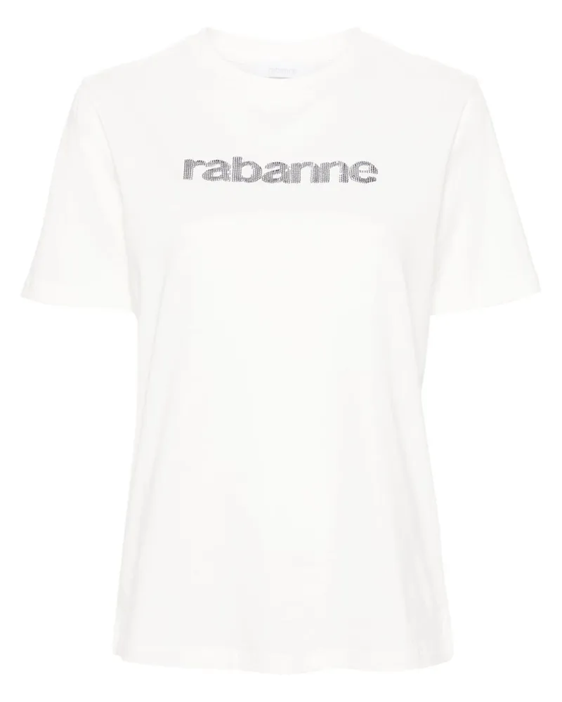 Paco Rabanne T-Shirt mit Pailletten-Logo - Weiß Weiß