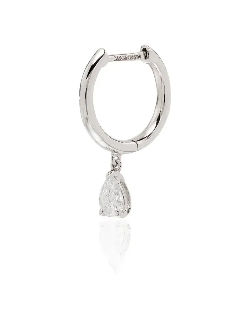 ANITA KO 18kt Goldcreole mit einem Diamanten im Tropfenschliff - Silber Silber