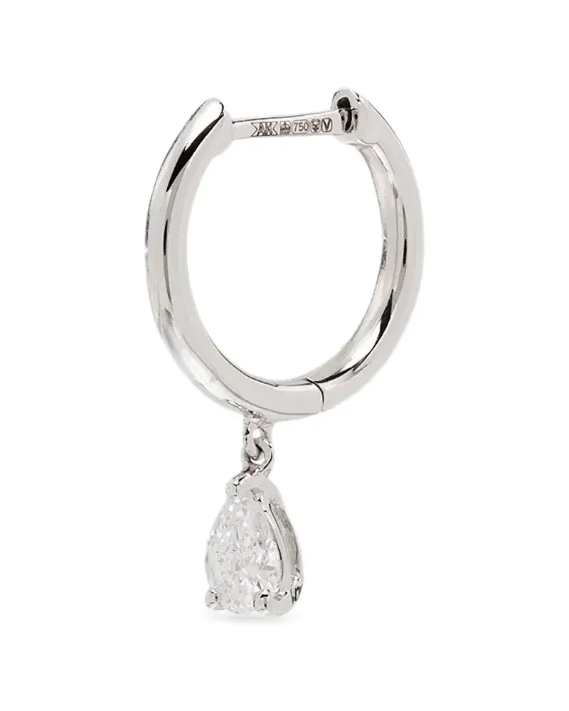 ANITA KO 18kt Goldcreole mit einem Diamanten im Tropfenschliff - Silber Silber