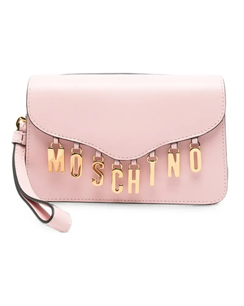 Moschino logo-lettering leather cross body bag - Rosa Rosa