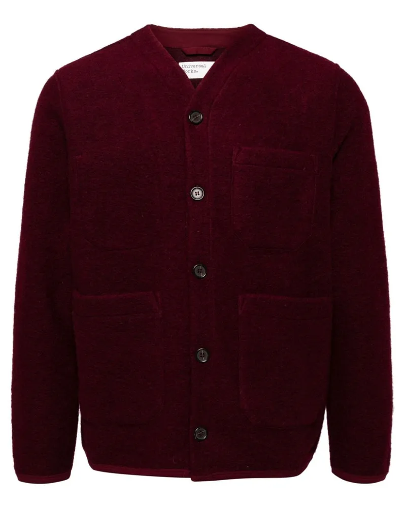 Universal Works Cardigan aus Fleece Rot