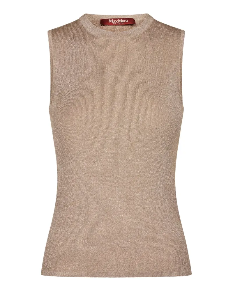 Max Mara metallic-thread ribbed top - Nude Nude