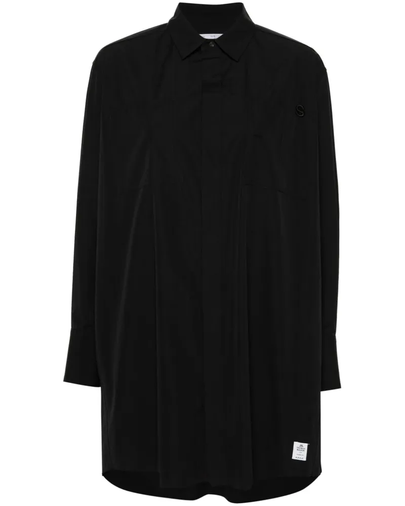 Sacai Popeline-Hemd mit Logo-Stickerei - Schwarz Schwarz