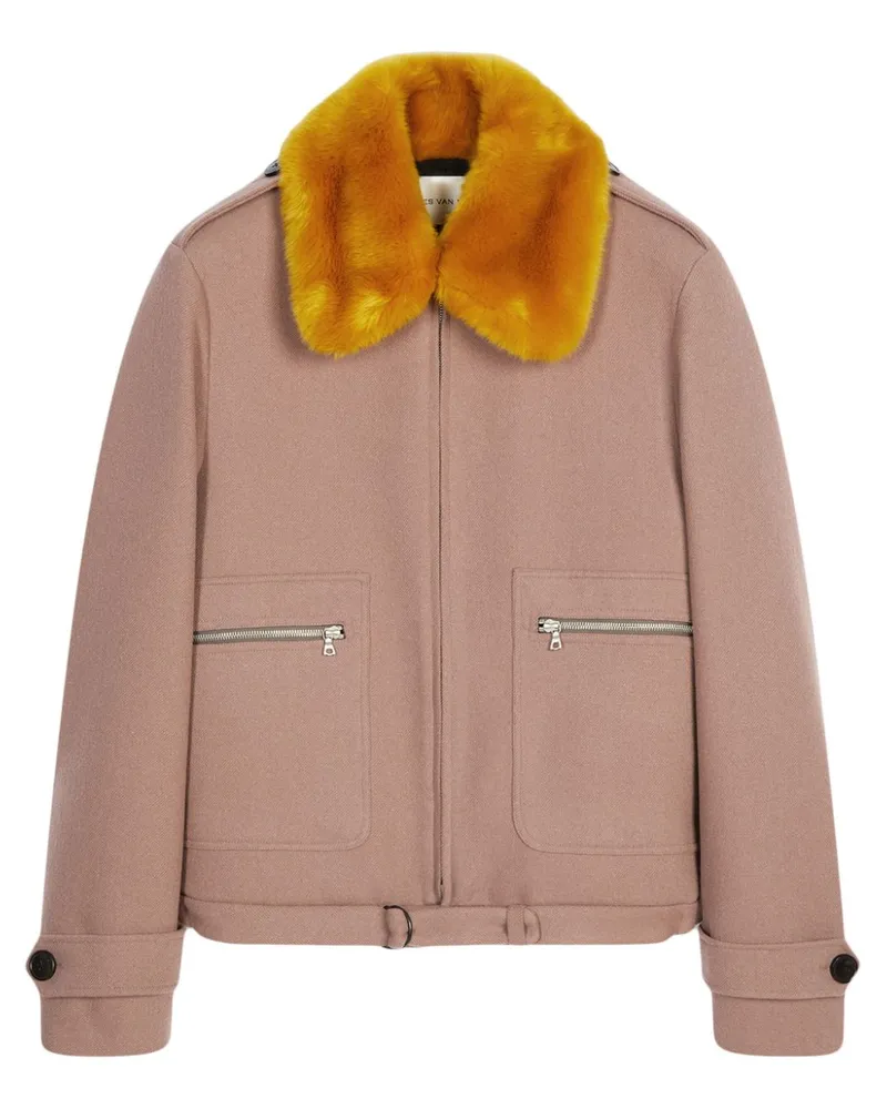 Dries van Noten Jacke mit Kragen aus Faux Fur Rosa